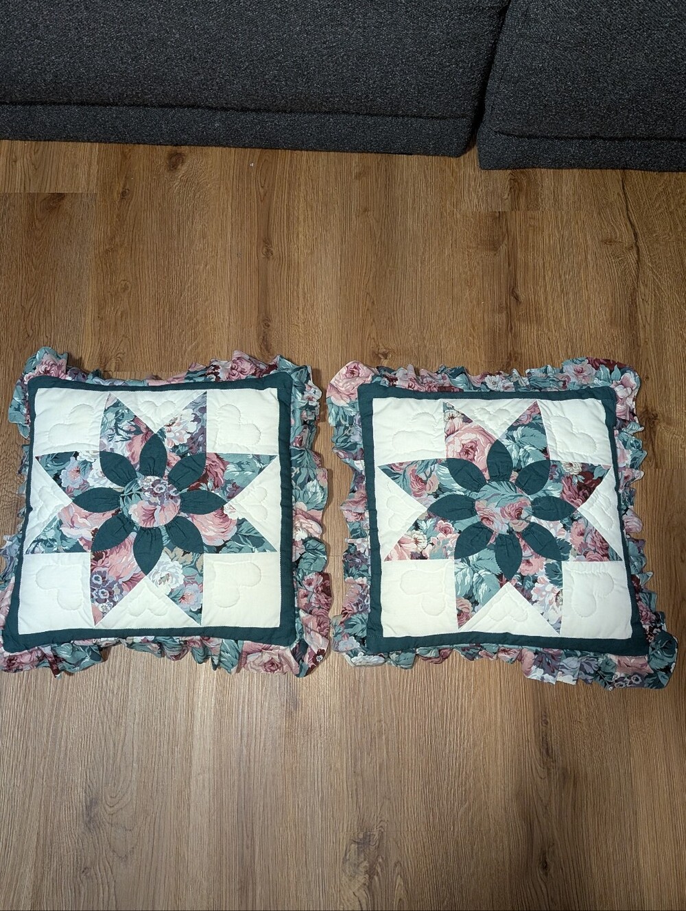 Vintage Handmade Cottagecore Quilted Throw Pillows